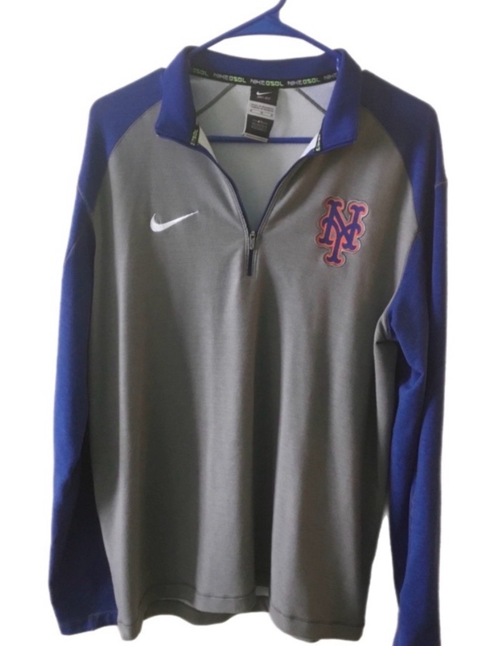 Nike Gray and Royal Blue New York Mets Quarter-Zip Pullover